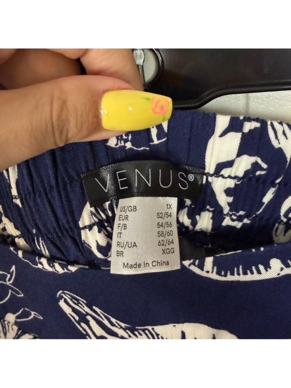 Venus Navy Blue Tropical Beach Joggers Pants Pull On Waist Elastic size 1X - Picture 9 of 13